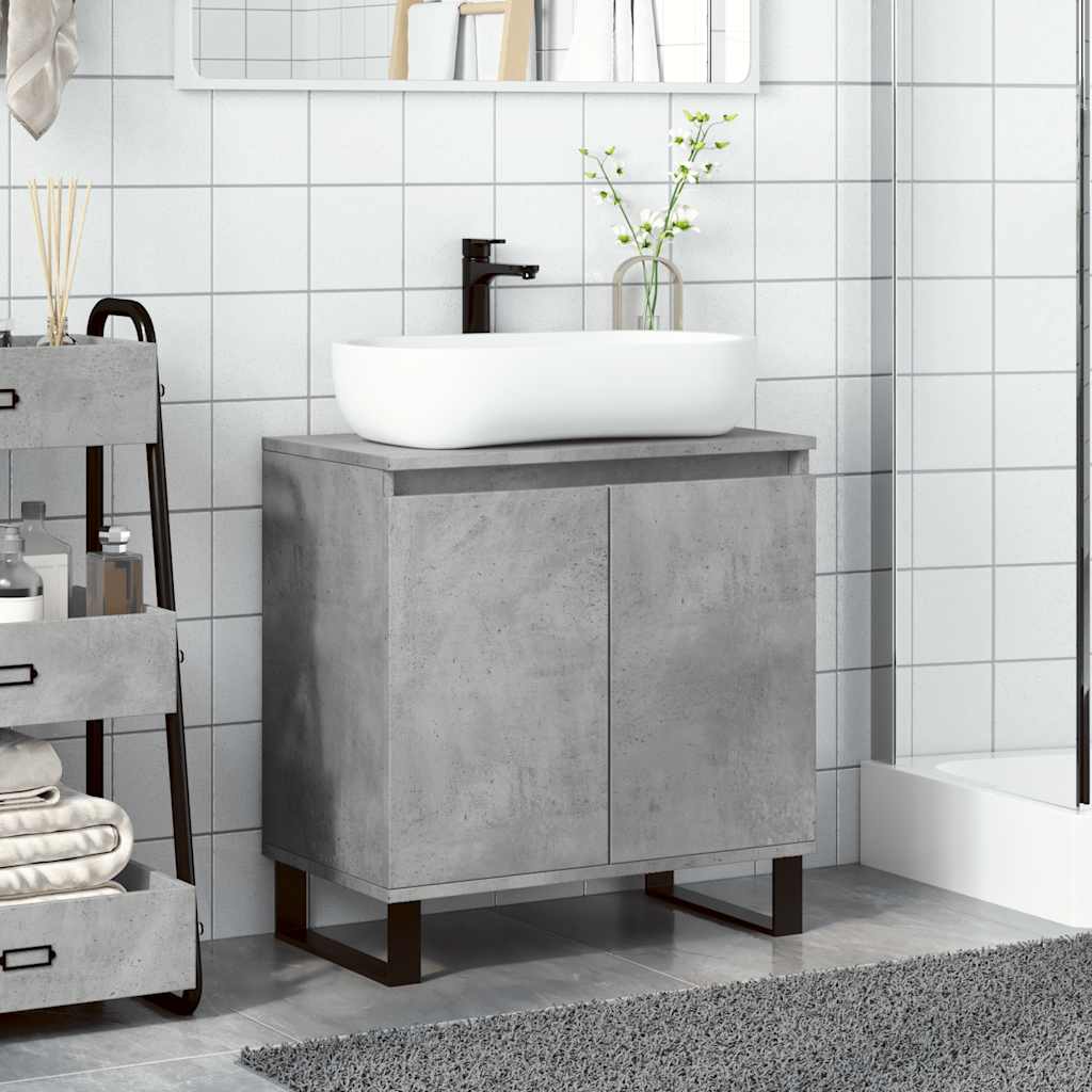 vidaXL Badkamerkast 58x33x60 cm bewerkt hout betongrijs afbeelding