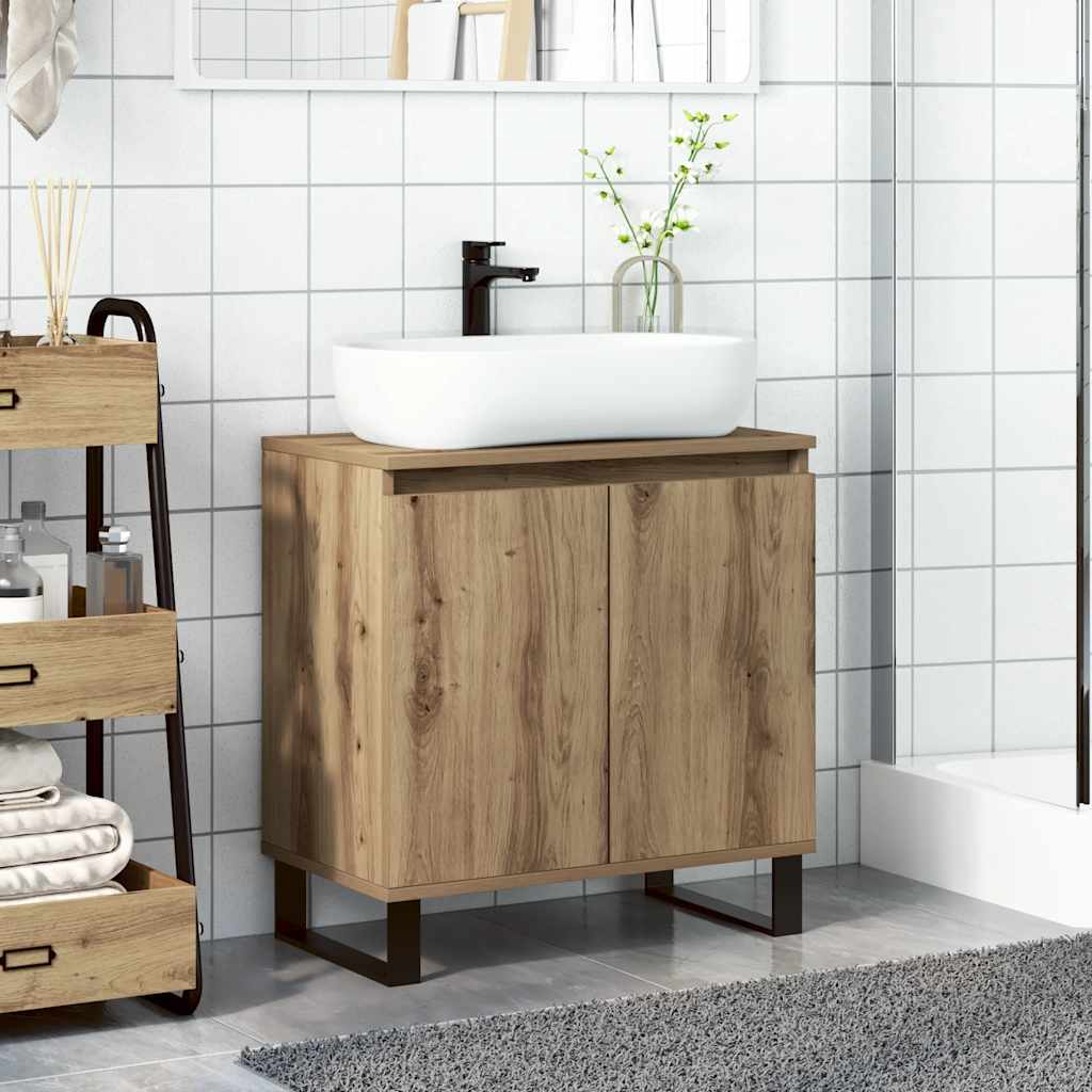 vidaXL Badkamerkast 58x33x60 cm bewerkt hout artisanaal eikenkleurig afbeelding
