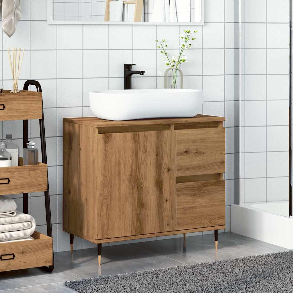 vidaXL Badkamerkast 65x33x60 cm bewerkt hout artisanaal eikenkleurig afbeelding