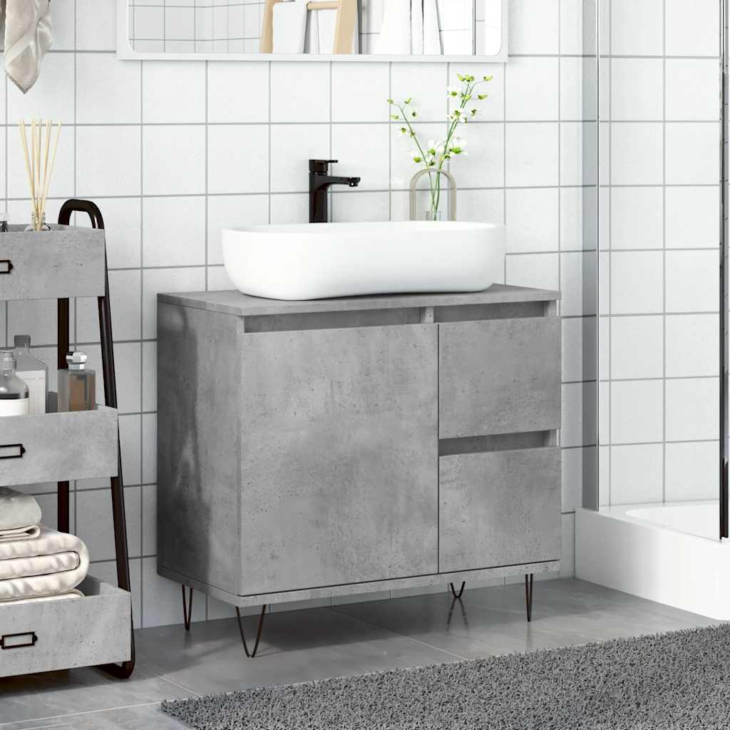vidaXL kylpyhuoneen pesuallaskaappi betoni harmaa 65x33x60 cm