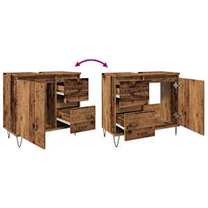 Koupelnová skříňka pod umyvadlo old wood 65x33x60 cm kompozit - obrázek 9