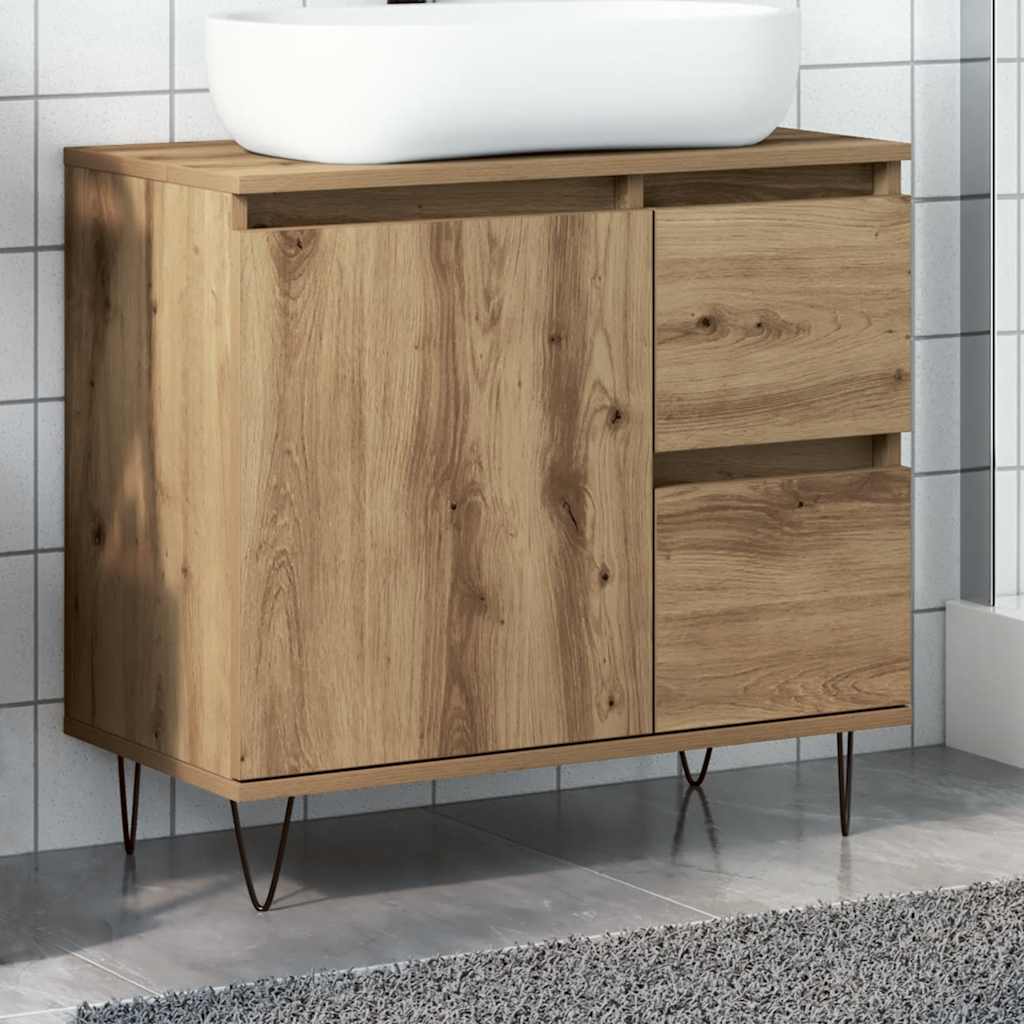 vidaXL Tvättställsskåp artisan ek 65x33x60 cm konstruerat trä