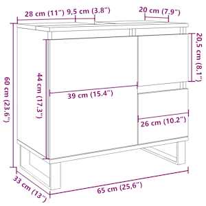 Koupelnová skříňka pod umyvadlo old wood 65x33x60 cm kompozit - obrázek 12