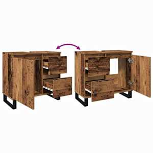 Koupelnová skříňka pod umyvadlo old wood 65x33x60 cm kompozit - obrázek 9