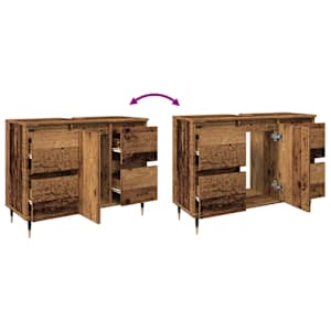 Koupelnová skříňka old wood 80 x 33 x 60 cm kompozitní dřevo - obrázek 9