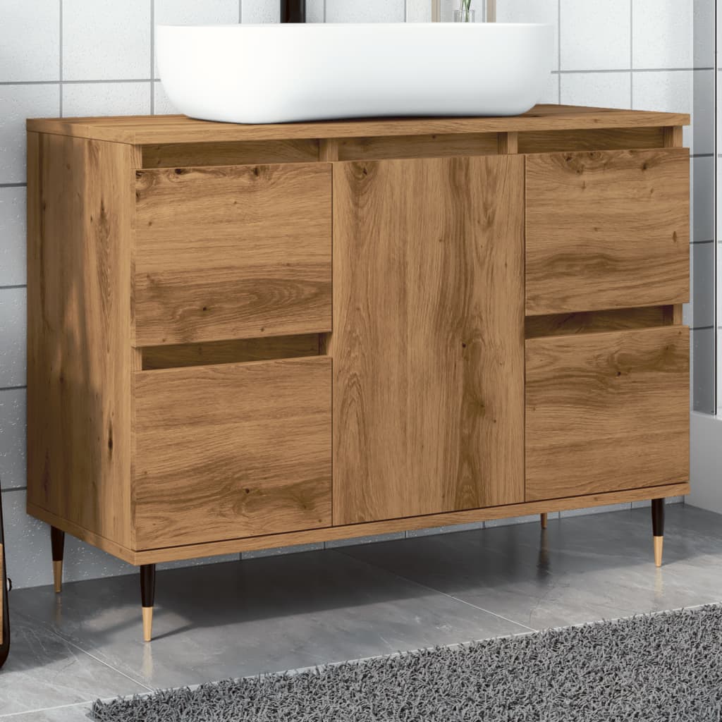 Badschrank Artisan-Eiche 80x33x60 cm Holzwerkstoff