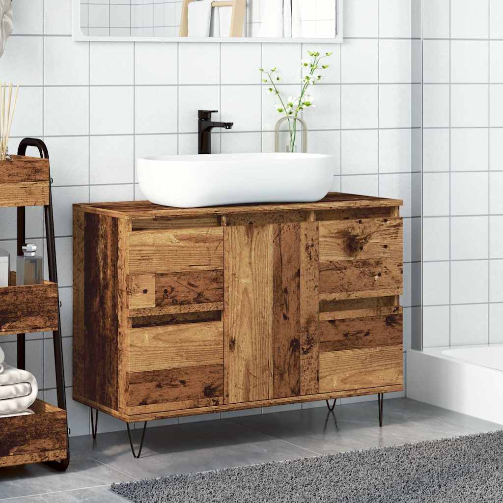Thumbnail - vidaXL Badschrank Altholz-Optik 80x33x60 cm Holzwerkstoff