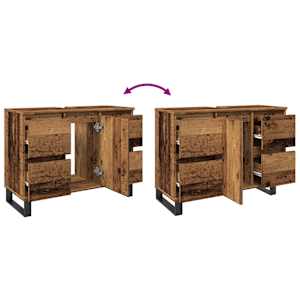Koupelnová skříňka pod umyvadlo old wood 80x33x60 cm kompozit - obrázek 9