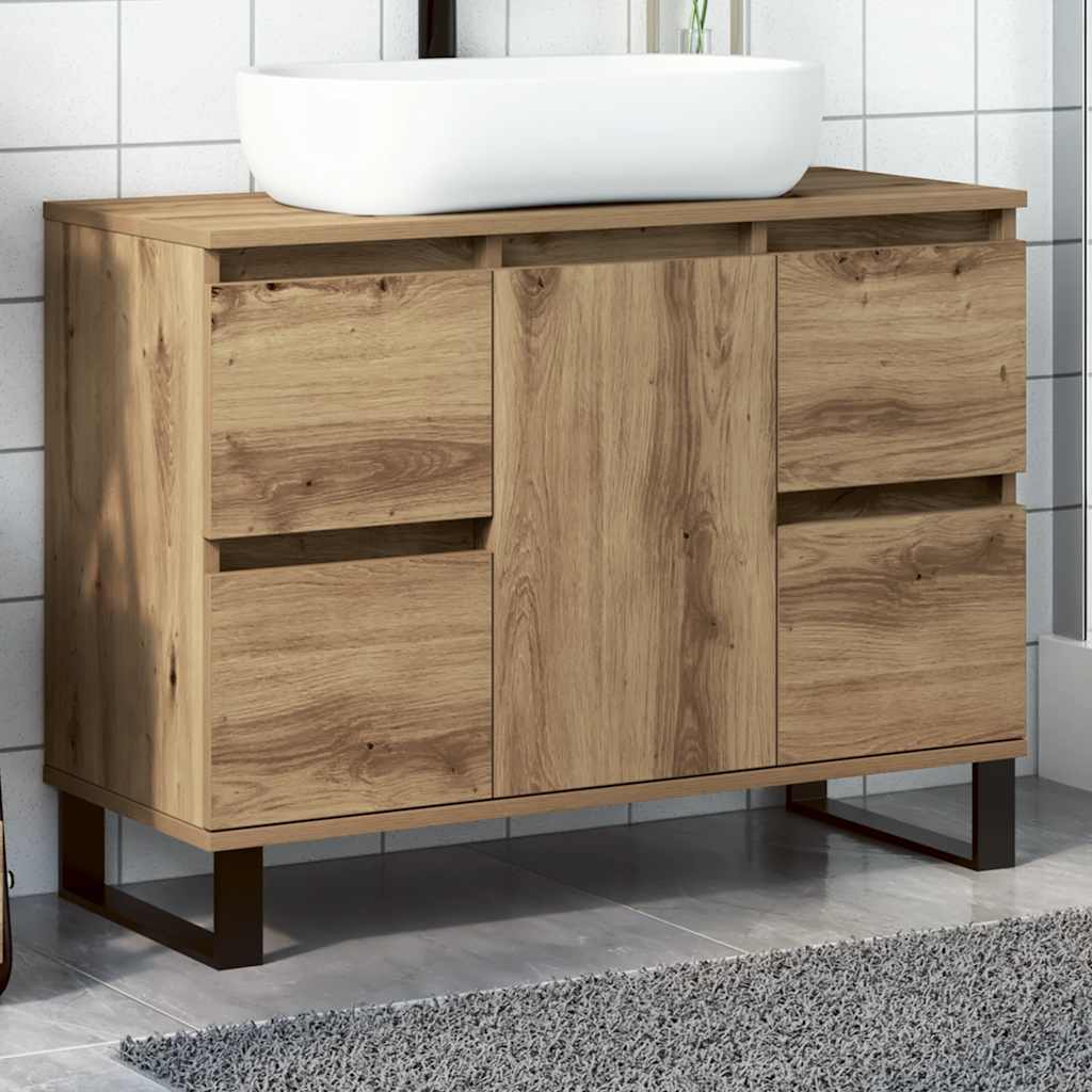 vidaXL Dulap chiuvetă baie stejar artizanal 80x33x60 cm lemn prelucrat
