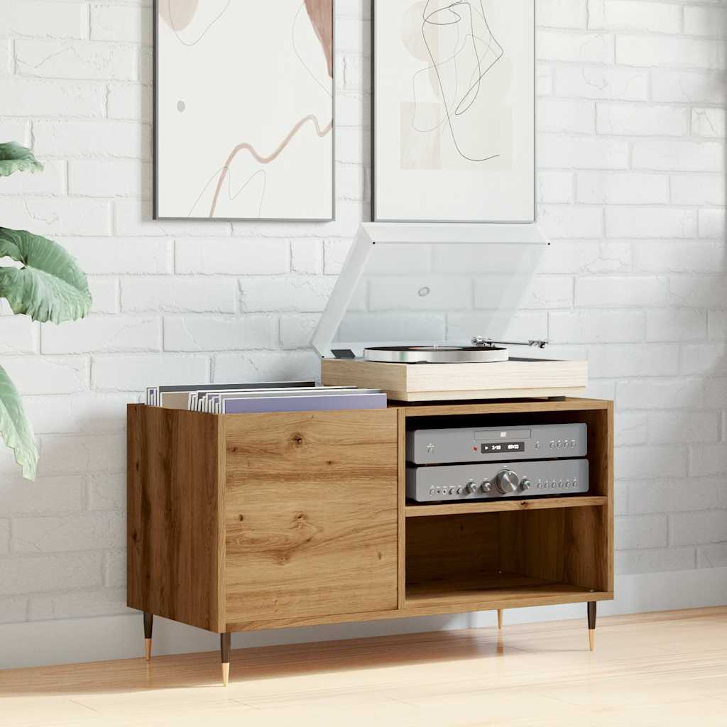 vidaXL Platenkast 84,5x38x48 cm bewerkt hout artisanaal eikenkleur afbeelding