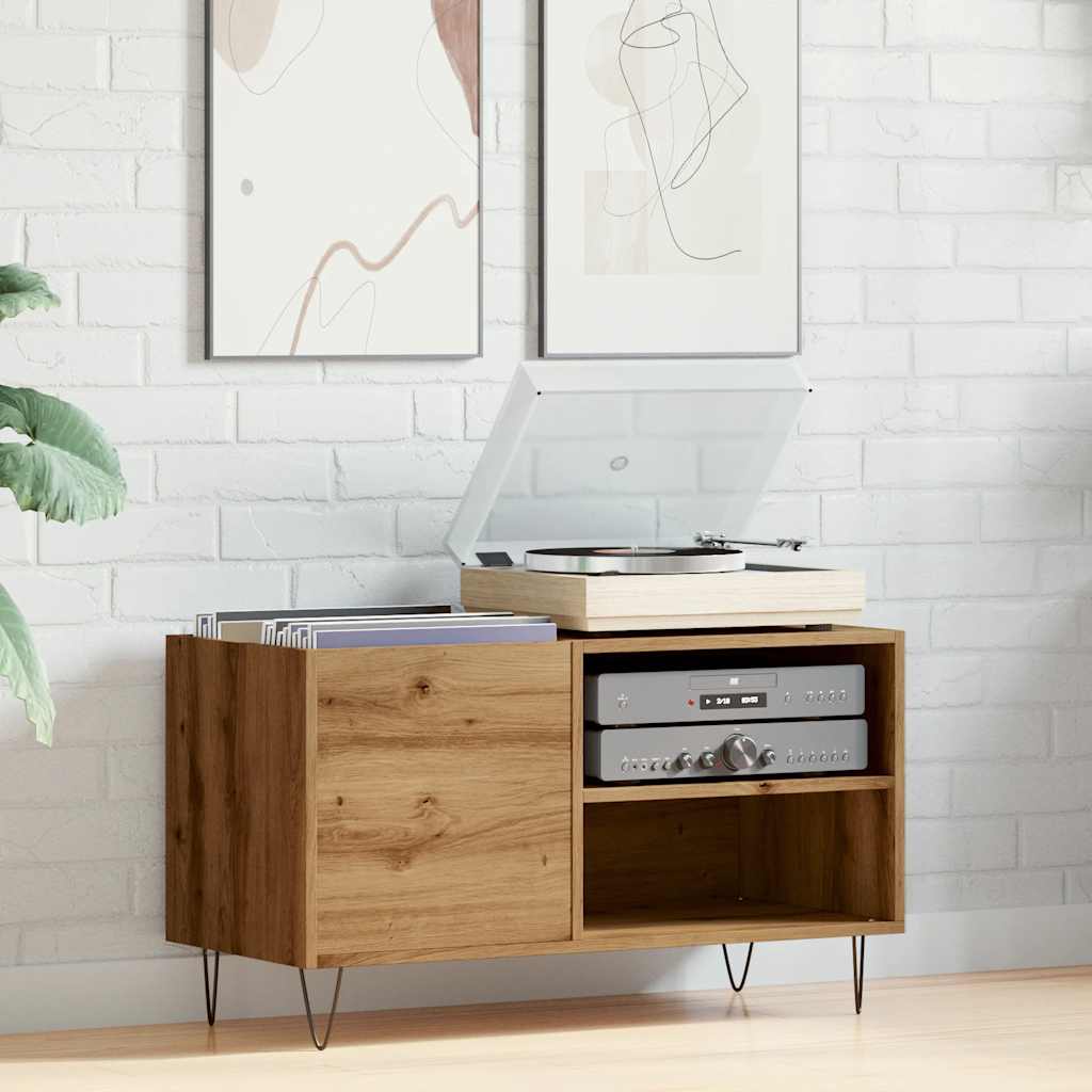 vidaXL Dulap discuri stejar artizanal, 84,5x38x48 cm, lemn prelucrat