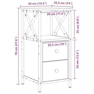 Nočna omarica artisan hrast 34x35,5x70 cm inženirski les - slika 10