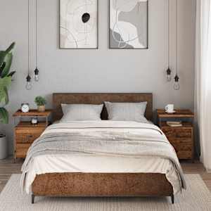 vidaXL Tables de chevet 2 pcs vieux bois 44x45x60 cm bois d'ing&eacute;nierie