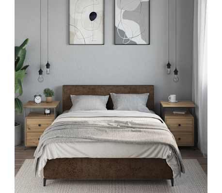 vidaXL Nachtkastjes 2 st 44x45x60cm bewerkt hout artisanaal eikenkleur