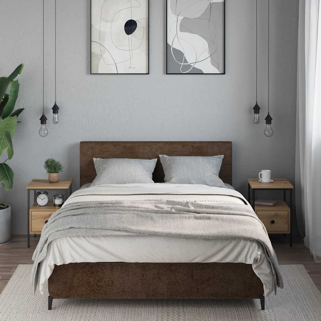 vidaXL Noptiere, 2 buc., stejar artizanal, 34x36x50 cm, lemn prelucrat