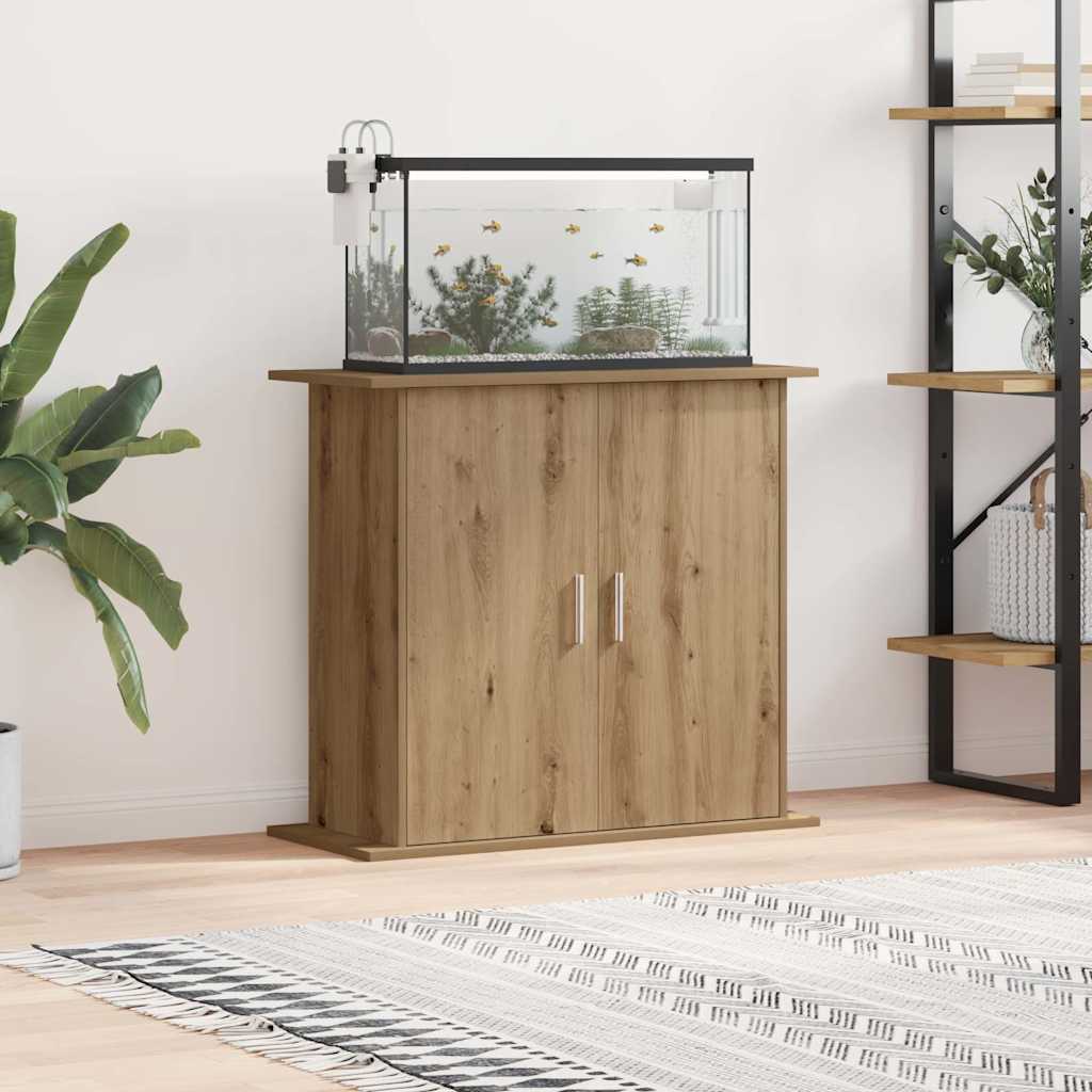 vidaXL Suport acvariu, stejar artizanal, 81x36x73 cm, lemn prelucrat