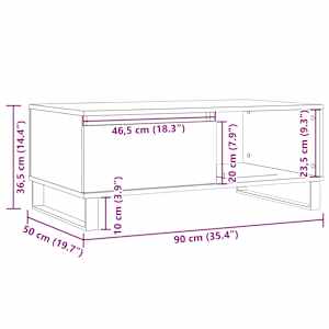 Konferenční stolek old wood 90x50x36,5 cm kompozitní dřevo - obrázek 11