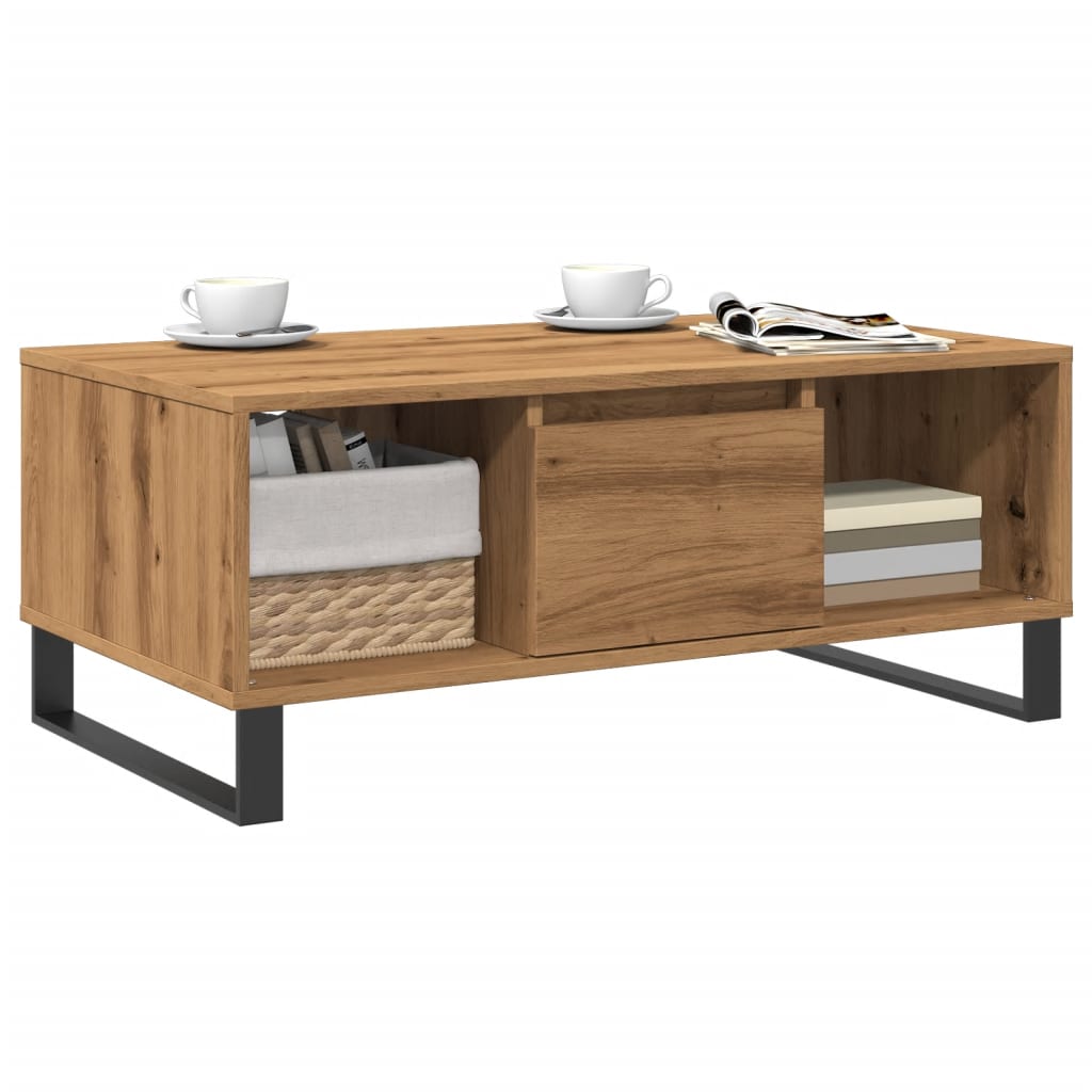vidaXL Salontafel 90x50x36,5 cm bewerkt hout artisanaal eikenkleurig afbeelding