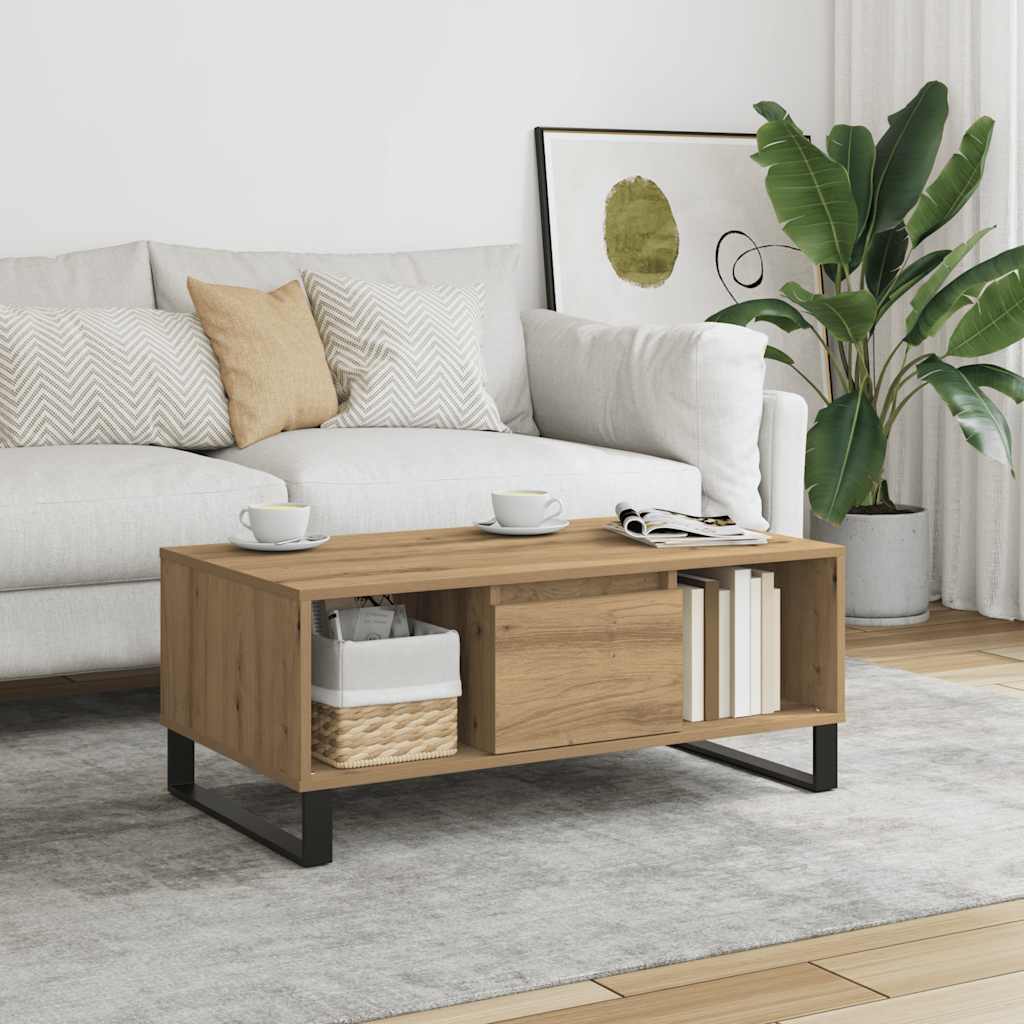 vidaXL Măsuță cafea, stejar artizanal, 90x50x36,5 cm, lemn prelucrat