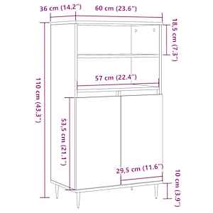 Skříň highboard old wood 60 x 36 x 110 cm kompozitní dřevo - obrázek 10