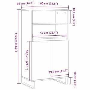 Skříň highboard old wood 60 x 36 x 110 cm kompozitní dřevo - obrázek 10