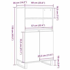 Skříň highboard dub artisan 60 x 36 x 110 cm kompozitní dřevo - obrázek 10