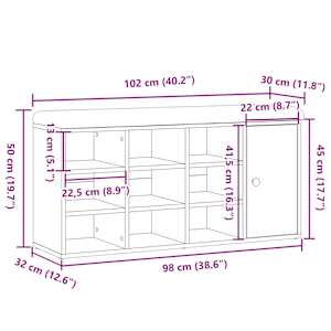 Lavice s botníkem starého dřeva 102x32x50 cm Engineered Wood - obrázek 11