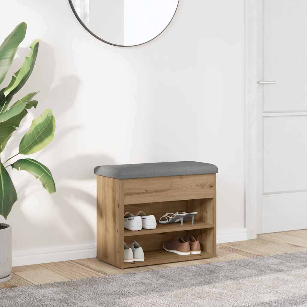 vidaXL Banchetă pantofar stejar artizanal 62x32x50 cm lemn prelucrat
