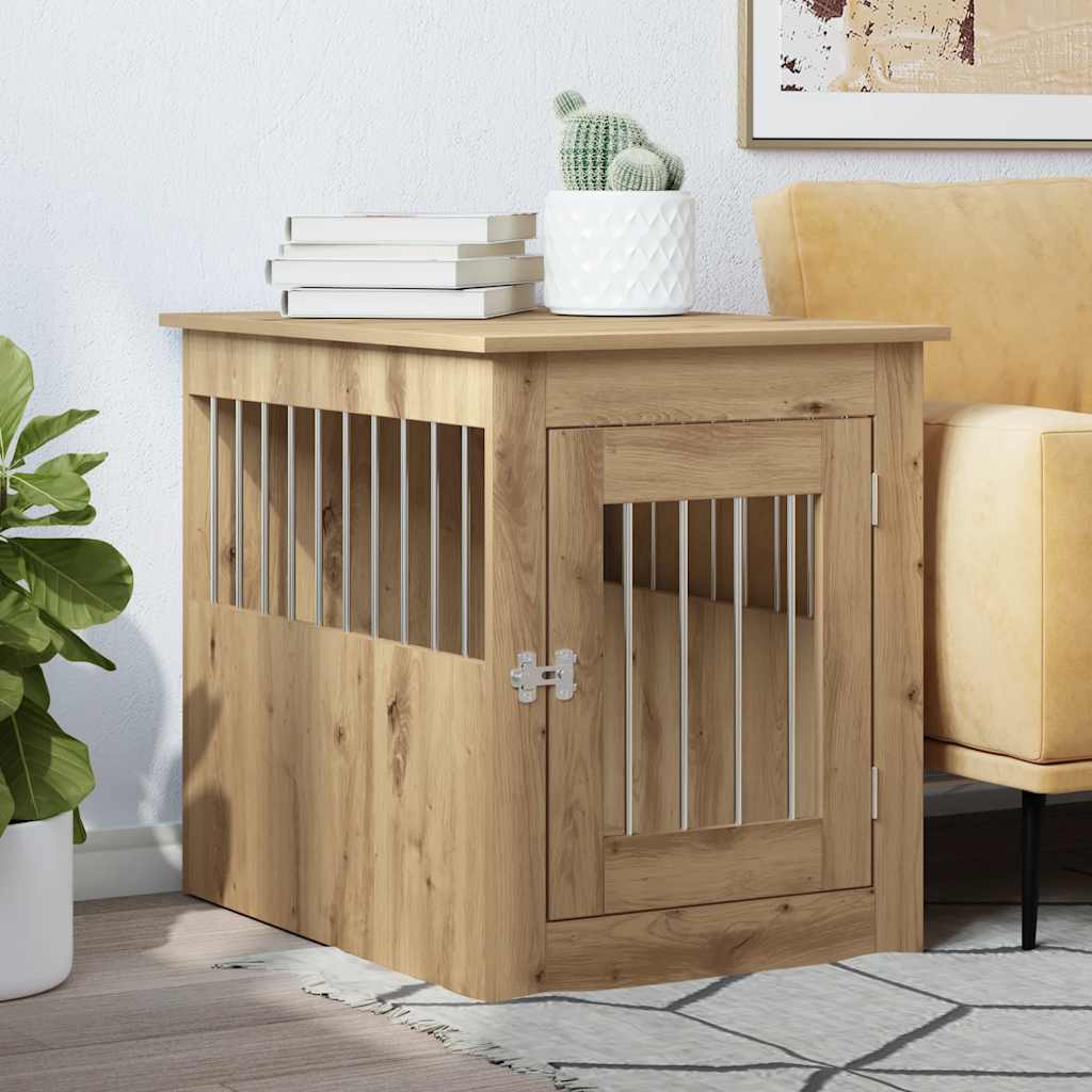 vidaXL Hundekäfig im Möbelstil Artisan-Eiche 55x75x65 cm Holzwerkstoff