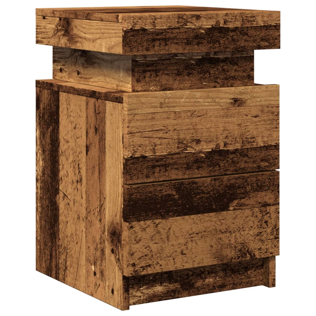 vidaXL Nachtkastje met LED 35x39x55 cm bewerkt hout oud houtkleurig afbeelding