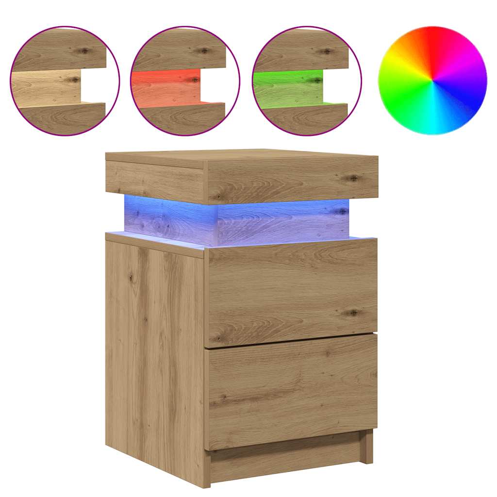 Thumbnail - vidaXL LED-Nachttisch Artisan-Eiche 35x39x55 cm Holzwerkstoff