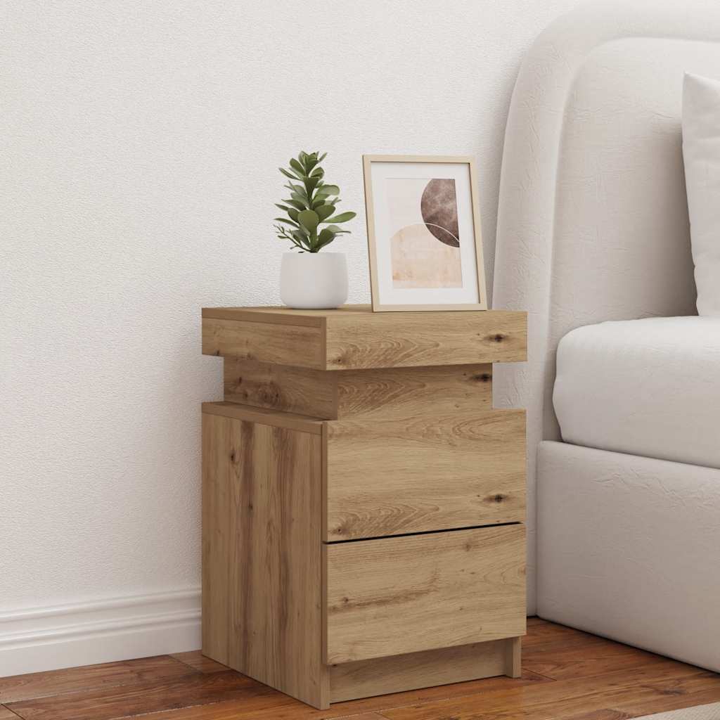 vidaXL LED-Nachttisch Artisan-Eiche 35x39x55 cm Holzwerkstoff