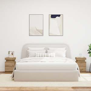 Nočna omarica z LED 2 kosa artisian hrast 35x39x55 cm inž. les