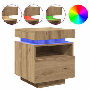 Noční stolek s LED osvětlením dub artisan 40 x 39 x 48,5 cm - obrázek 2