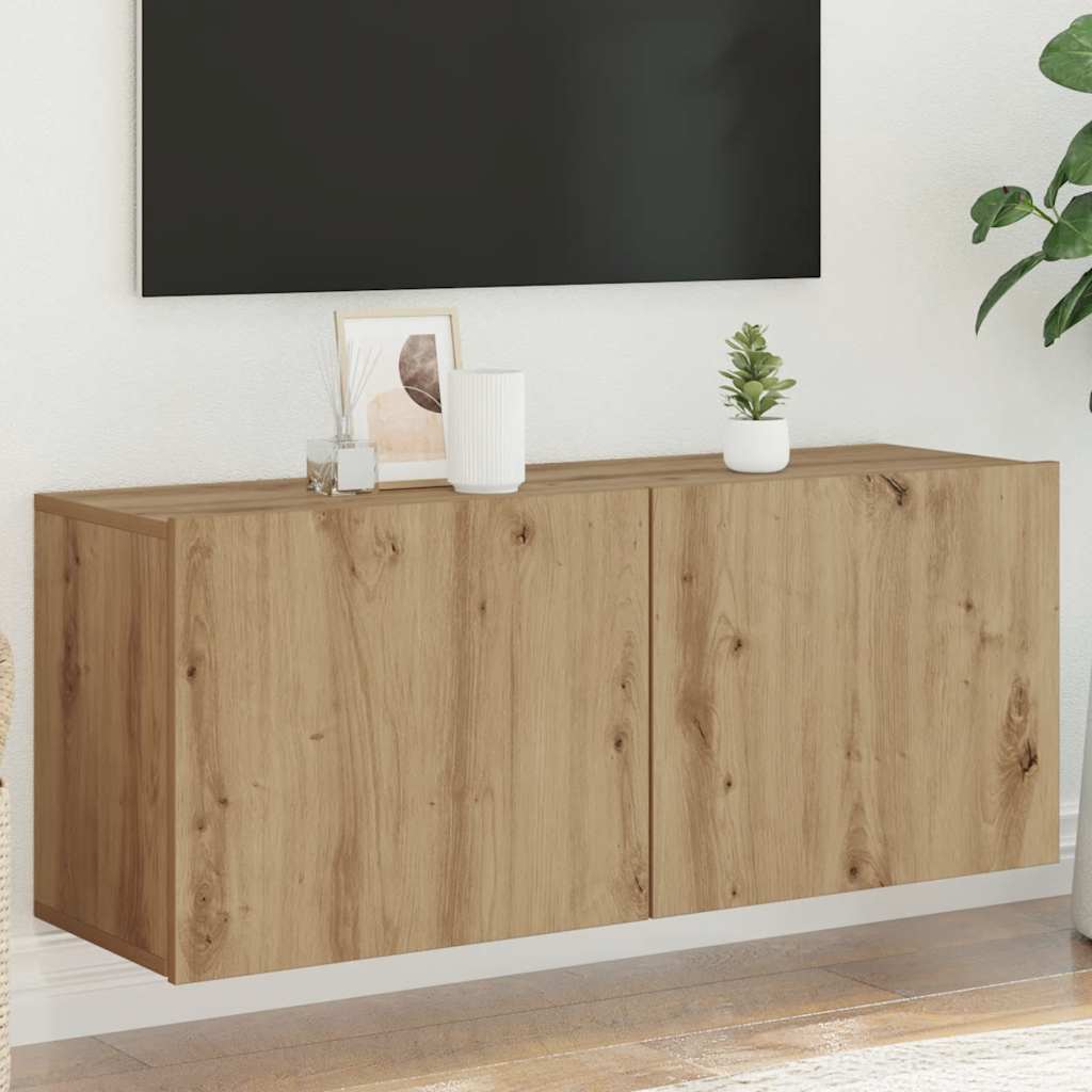 vidaXL Comodă TV de perete, Stejar artizanal, 100x30x41 cm