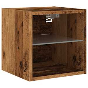 Nástěnná TV skříňka s LED osvětlením starého dřeva 30x28,5x30cm - obrázek 2