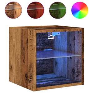 Nástěnná TV skříňka s LED osvětlením starého dřeva 30x28,5x30cm - obrázek 3