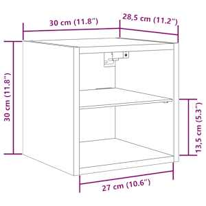 Nástěnná TV skříňka s LED osvětlením starého dřeva 30x28,5x30cm - obrázek 17