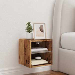 Nástěnná TV skříňka s LED osvětlením starého dřeva 30x28,5x30cm - obrázek 4