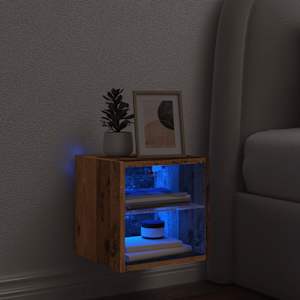 Nástěnná TV skříňka s LED osvětlením starého dřeva 30x28,5x30cm - obrázek 5