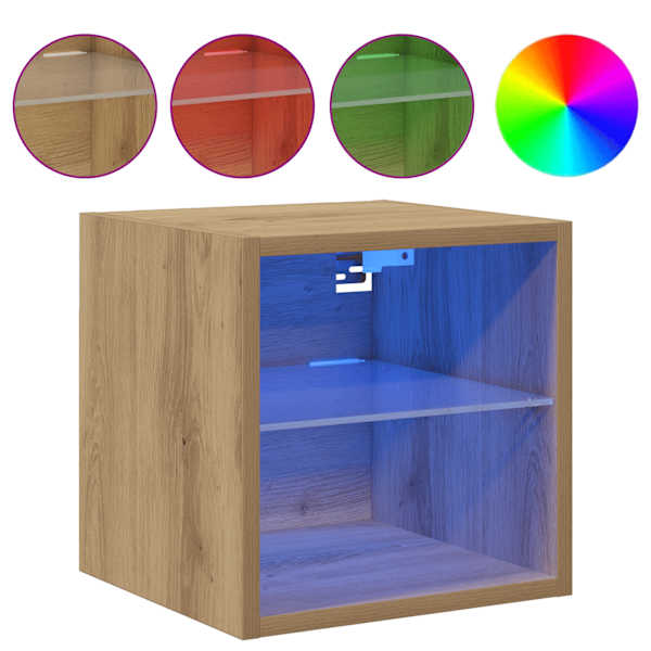 vidaXL TV seinakapp LED-valgustitega Artisan tamm 30x28,5x30 cm