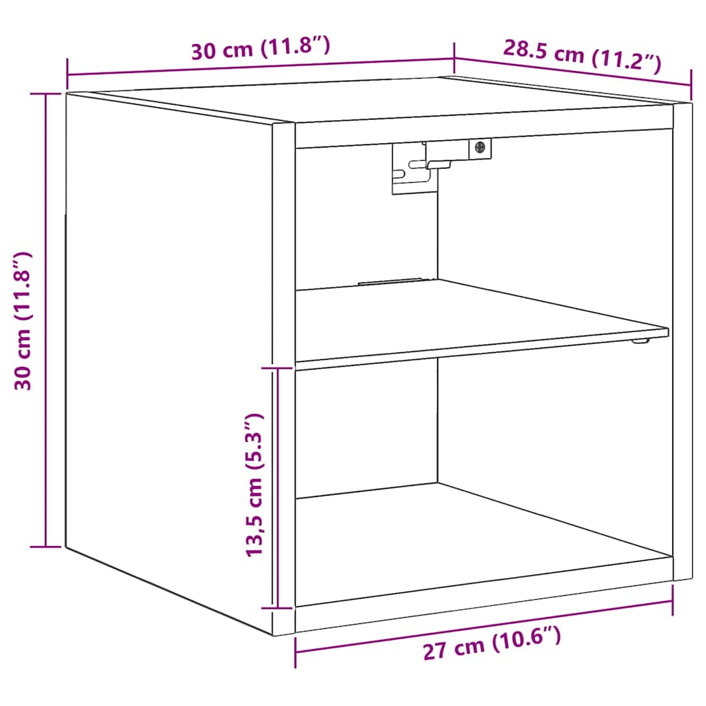 Nástěnná TV skříňka s LED osvětlením dub artisan 30x28,5x30 cm - obrázek 15