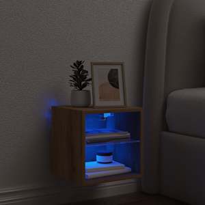 Nástěnná TV skříňka s LED osvětlením dub artisan 30x28,5x30 cm - obrázek 4