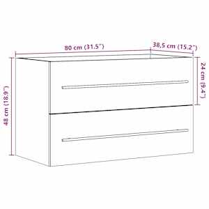 Skříňka pod umyvadlo old wood 80 x 38,5 x 48 cm dřevotříska - obrázek 11