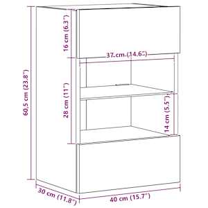 Nástěnné skříňky s LED osvětlením pro TV 2 ks dub artisan 40 x 30 x 60,5 cm - obrázek 14