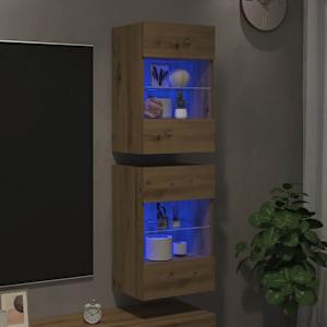 Nástěnné skříňky s LED osvětlením pro TV 2 ks dub artisan 40 x 30 x 60,5 cm - obrázek 1