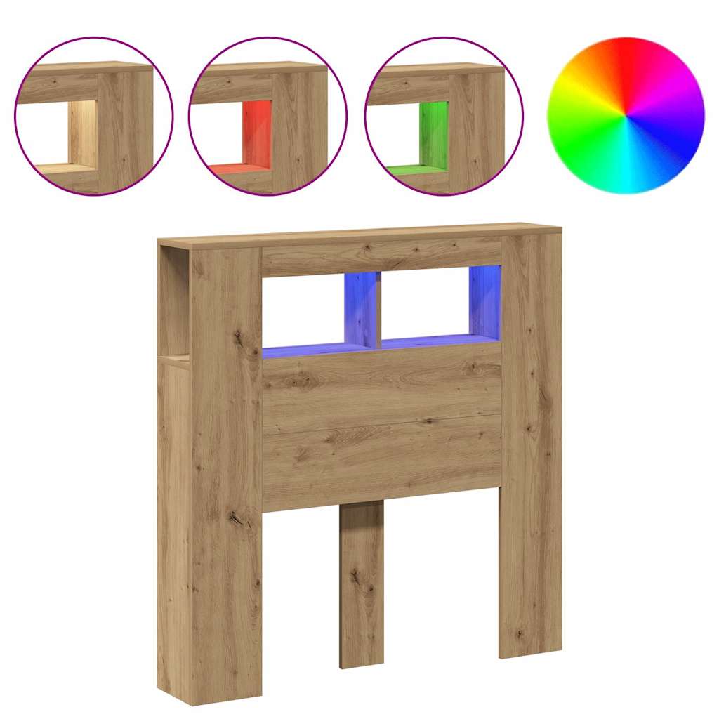 Thumbnail - vidaXL LED-Kopfteil Artisan-Eiche 100x18,5x103,5 cm Holzwerkstoff