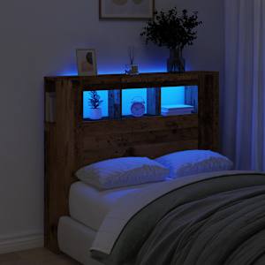 LED posteljno vzglavje starinski les 120x18,5x103,5 cm inž. les