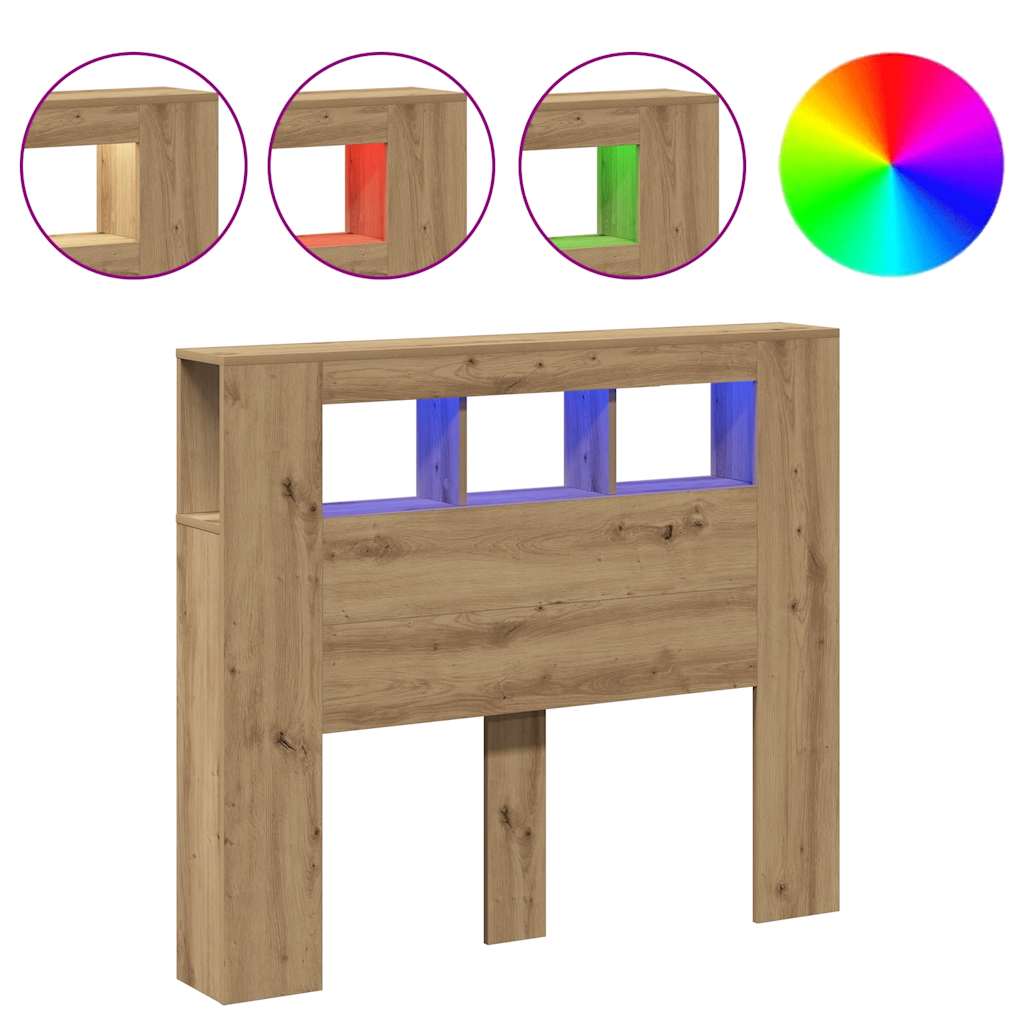 vidaXL Čelo postele LED dub artisan 120x18,5x103,5 cm kompozitní dřevo