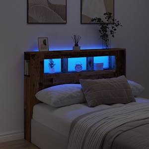 Čelo postele s LED old wood 140x18,5x103,5 cm kompozitní dřevo - obrázek 1